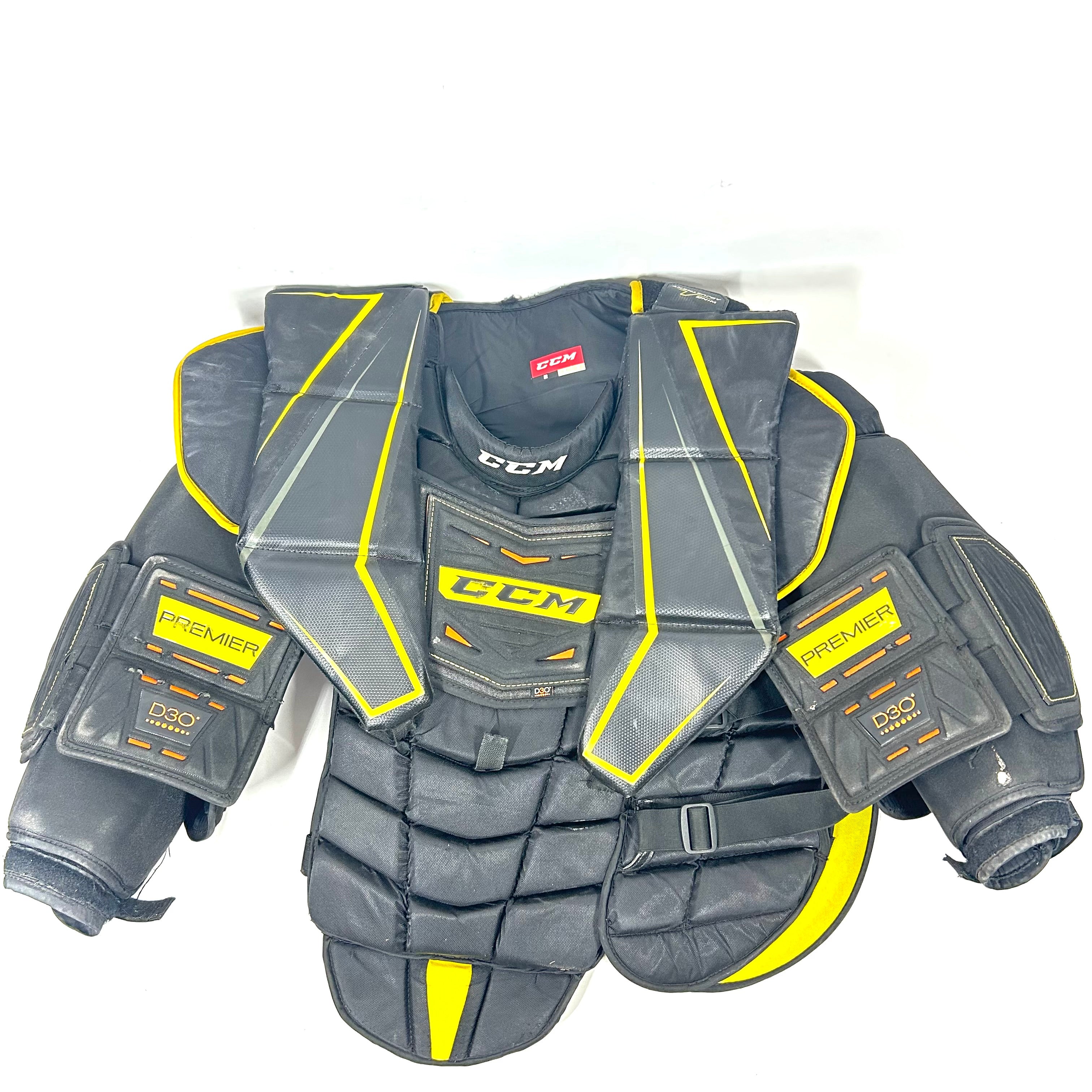 CCM Premier - Plastron de gardien de but Pro Stock d'occasion (noir/jaune)